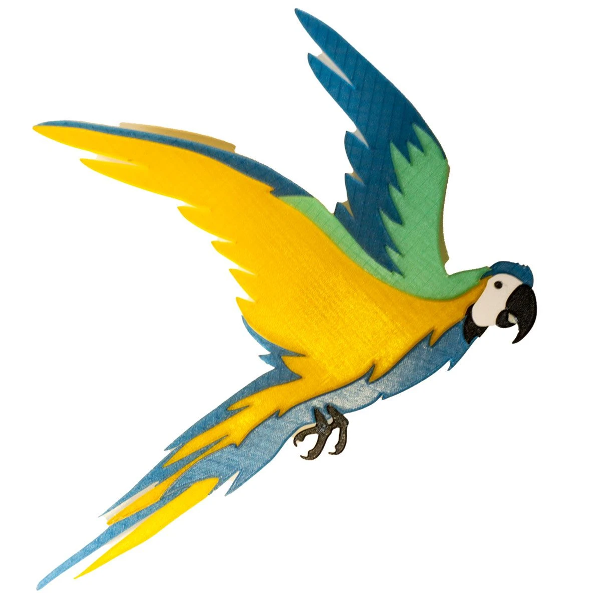 Sustainable window pictures: Handmade macaw in yellow with suction cup